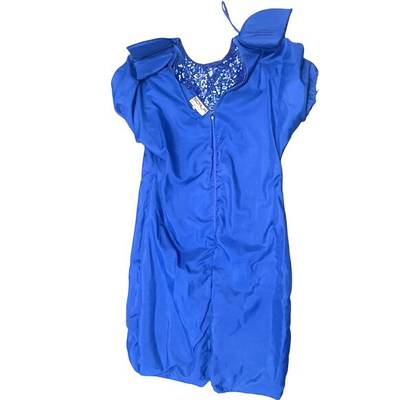 Scala Silk Sequin Medium Fringe Flapper Dress Blue Beaded Gatsby Cocktail Glam - Picture 12 of 12